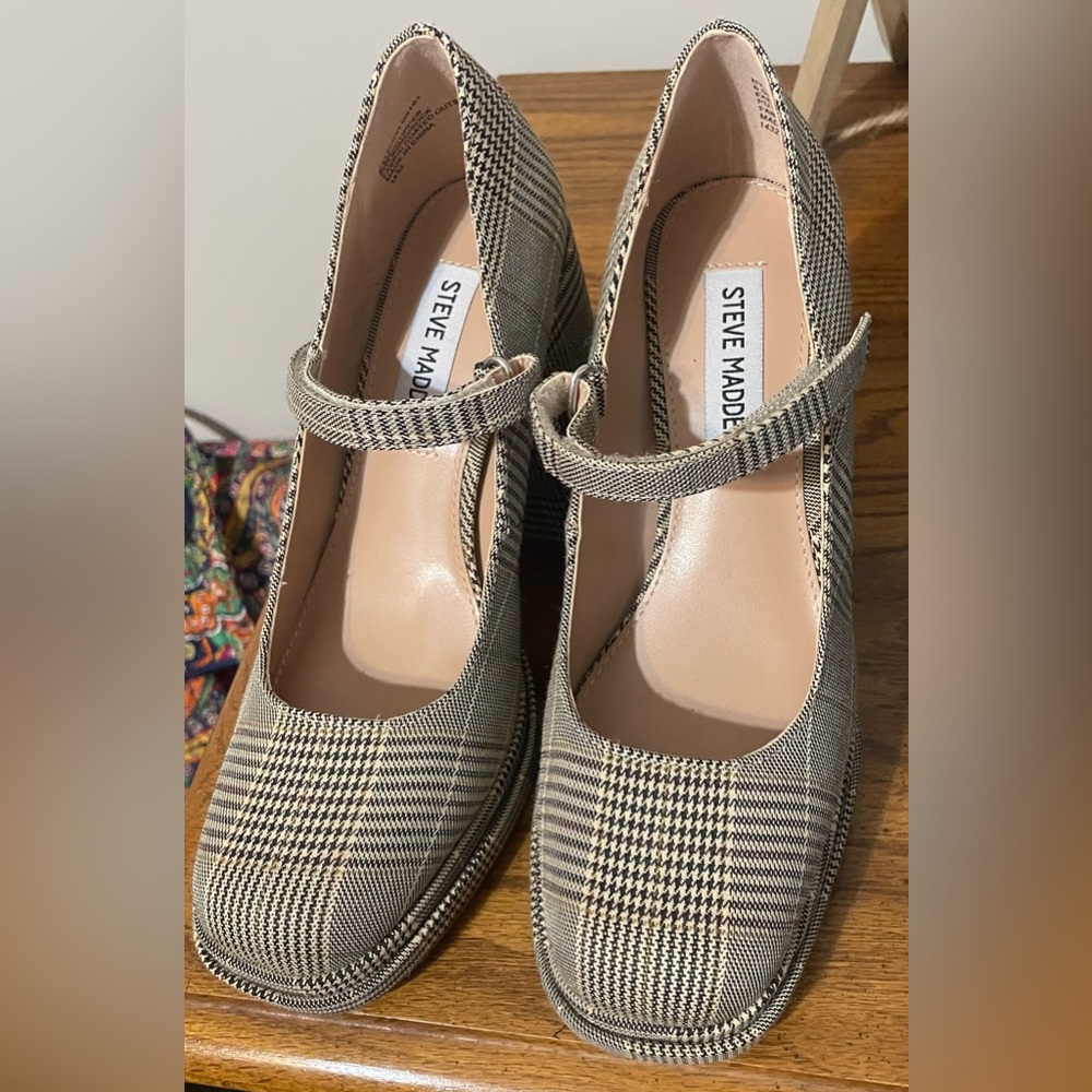 Steve Madden Women's Checkered Mary Jane Heels - Brown